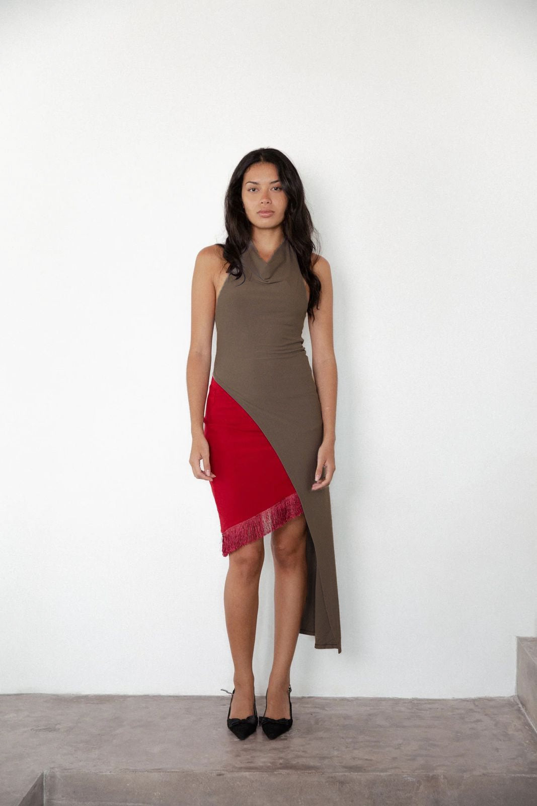 Isimo Asymmetrical Dress - Clay