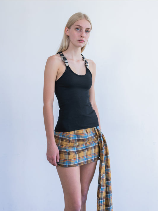 Tartan Swing Skirt - Biscuit