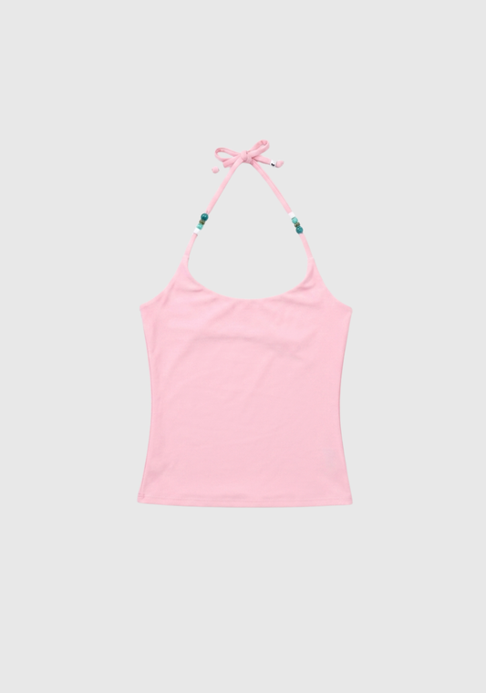 Crescent Beads Tank - Baby Pink