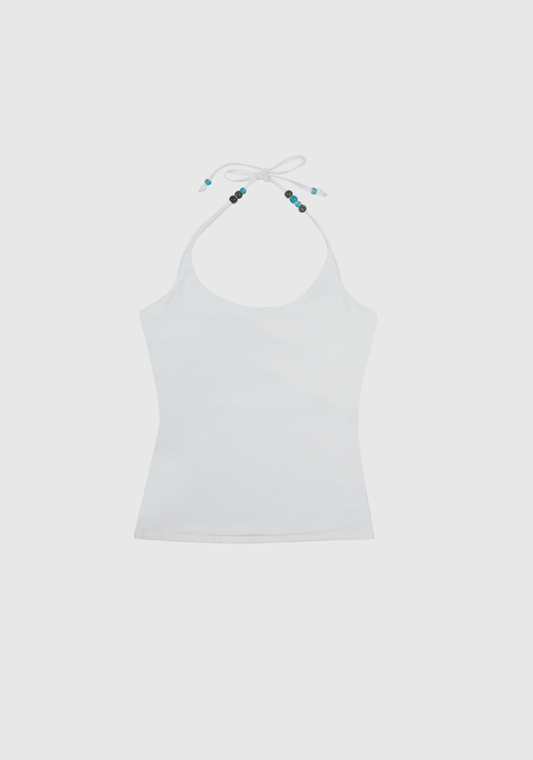 Crescent Beads Tank - White