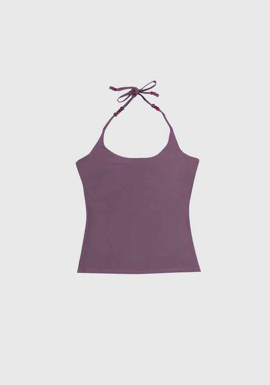 Crescent Beads Tank - Eggplant
