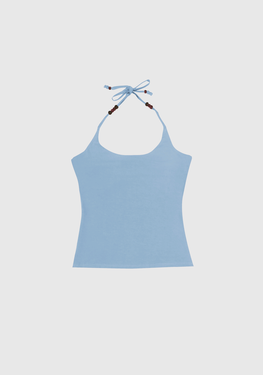 Crescent Beads Tank - Baby Blue