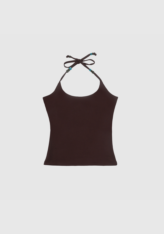 Crescent Beads Tank - Chocolate