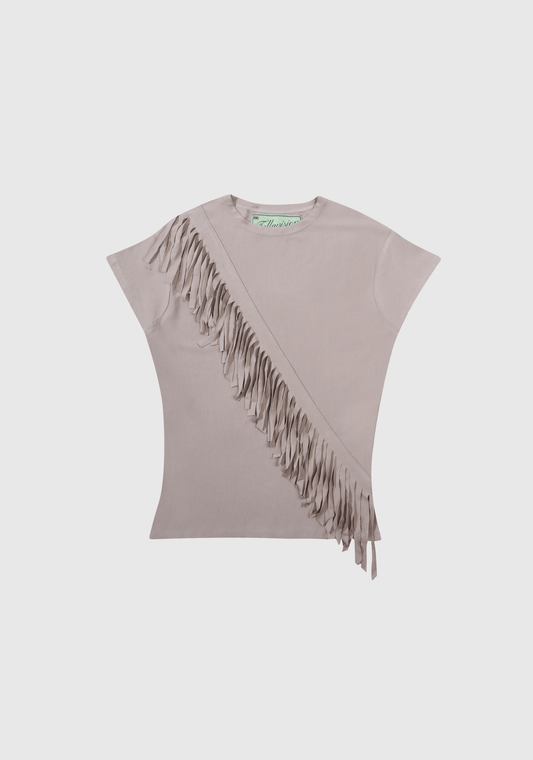 Fringe Tee - Taupe