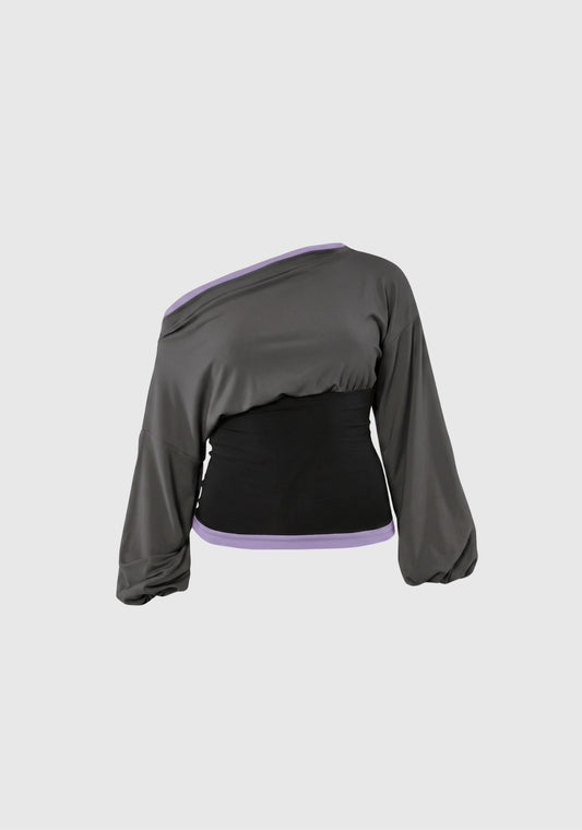 Cinched Off-Shoulder - Lilac Grey