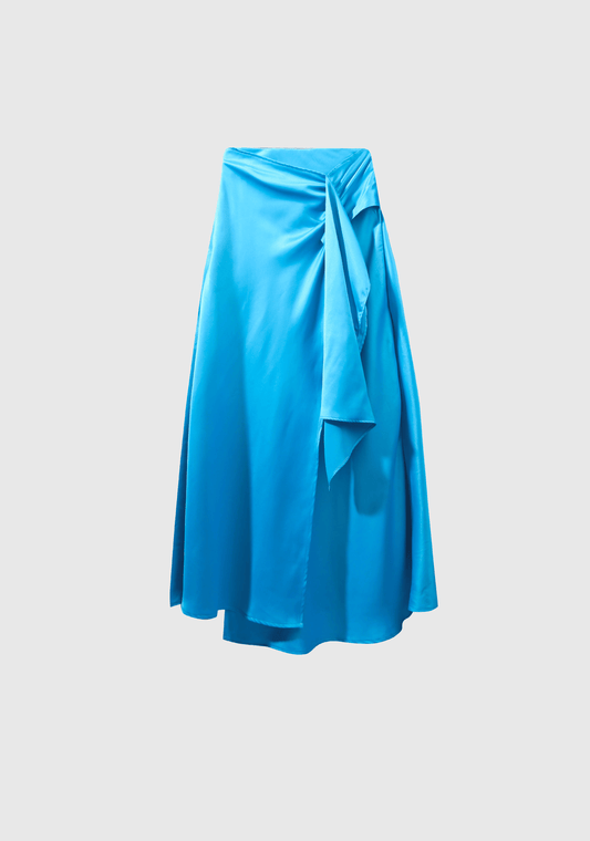 Waterfall Satin Skirt - Turquoise