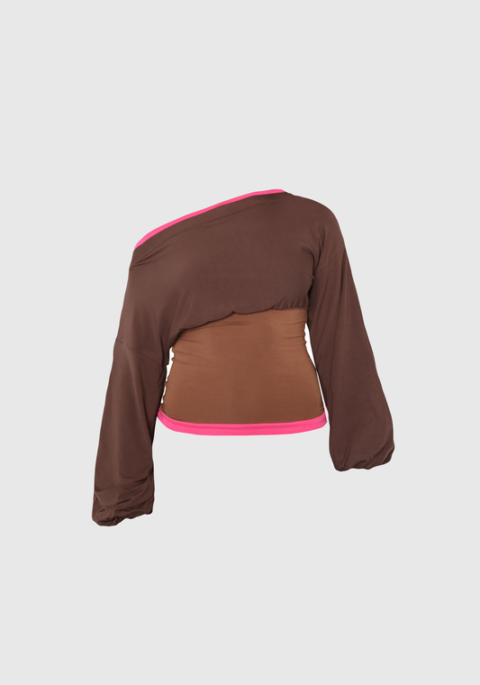 Cinched Off-Shoulder - Chocolate Pink