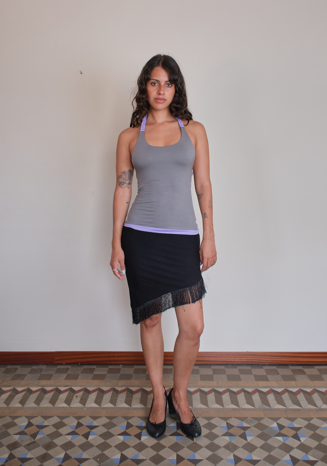 Braided Tank - Lilac Grey