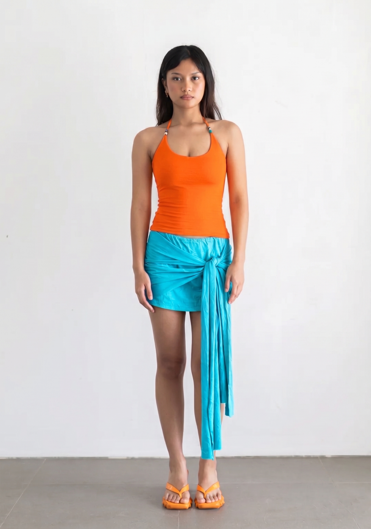 Crescent Beads Tank - Tangerine