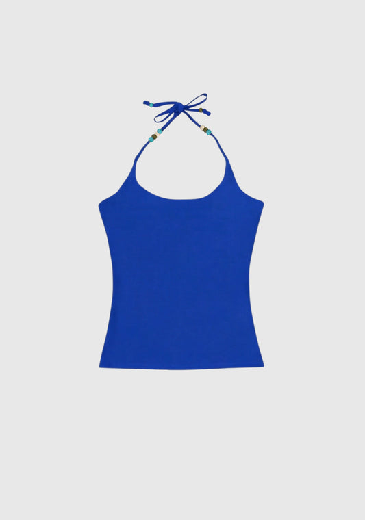 Crescent Beads Tank - Cobalt Blue