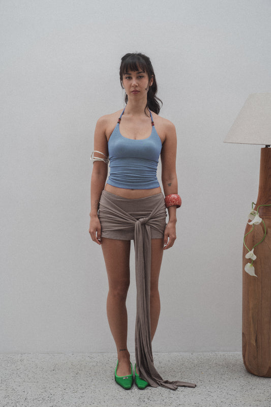 Crescent Beads Tank - Baby Blue