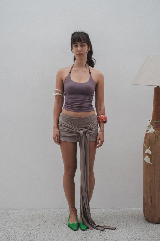 Crescent Beads Tank - Eggplant