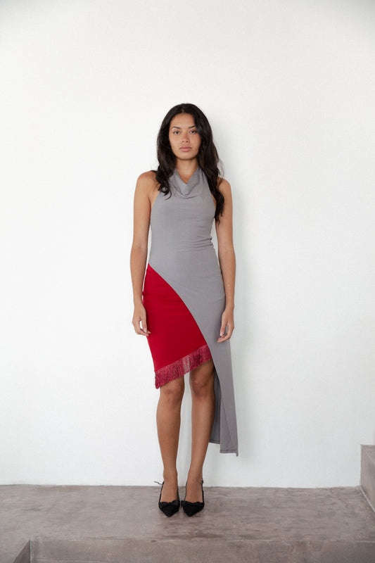 Isimo Asymmetrical Dress - Concrete