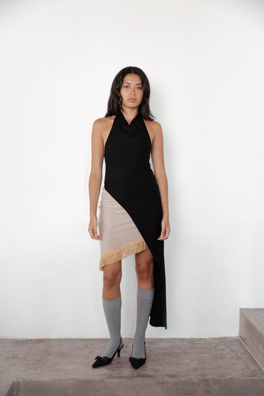 Isimo Asymmetrical Dress - Black