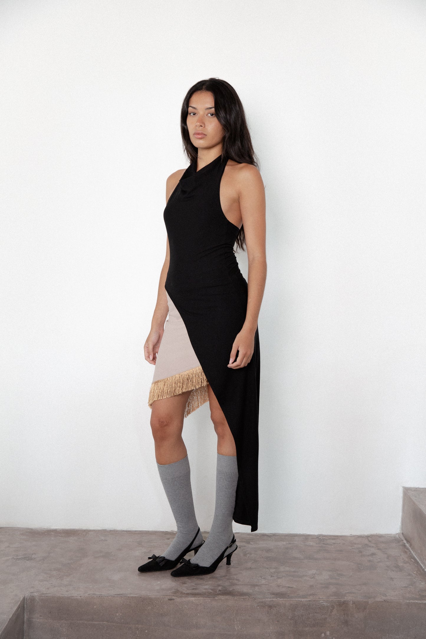 Isimo Asymmetrical Dress - Black