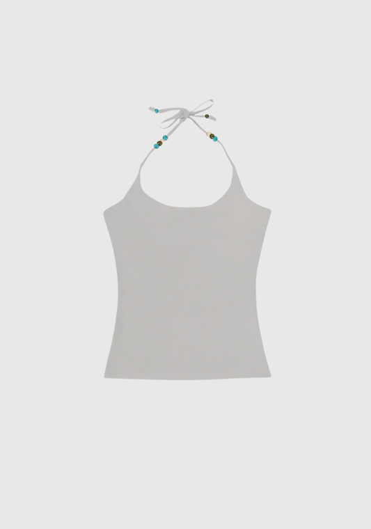 Crescent Beads Tank - Light Grey