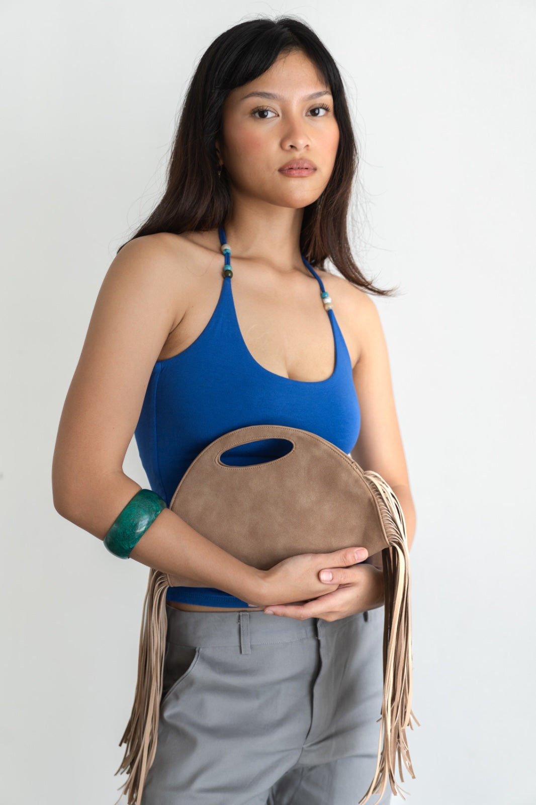 Crescent Beads Tank - Cobalt Blue
