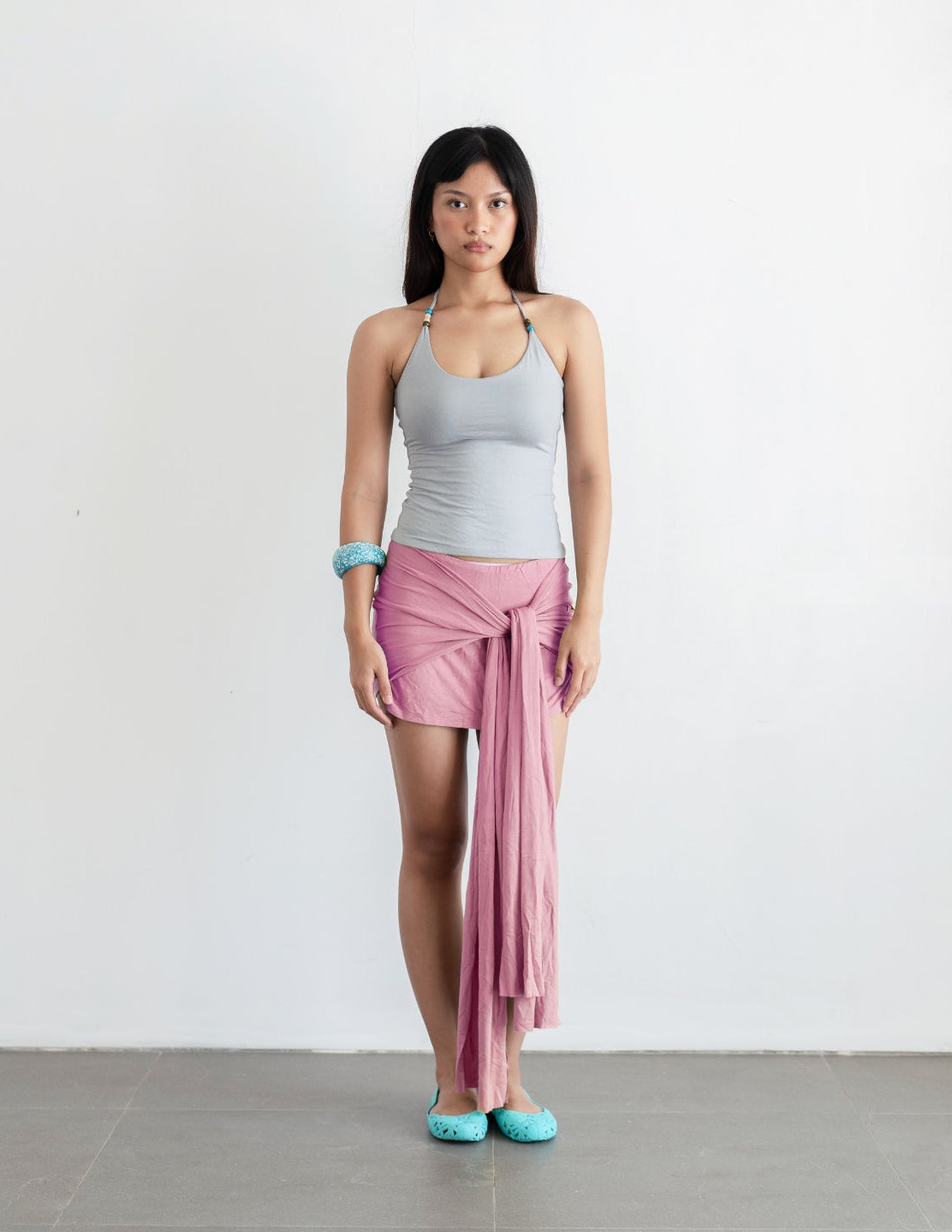Crescent Beads Tank - Light Grey