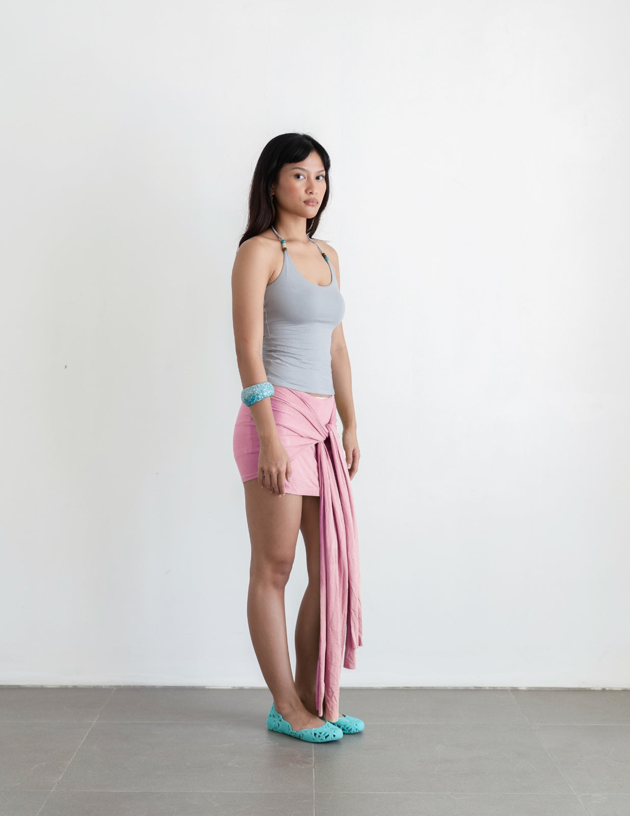 Crescent Beads Tank - Light Grey
