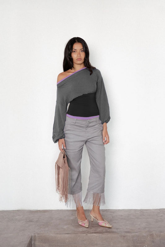 Cinched Off-Shoulder - Lilac Grey