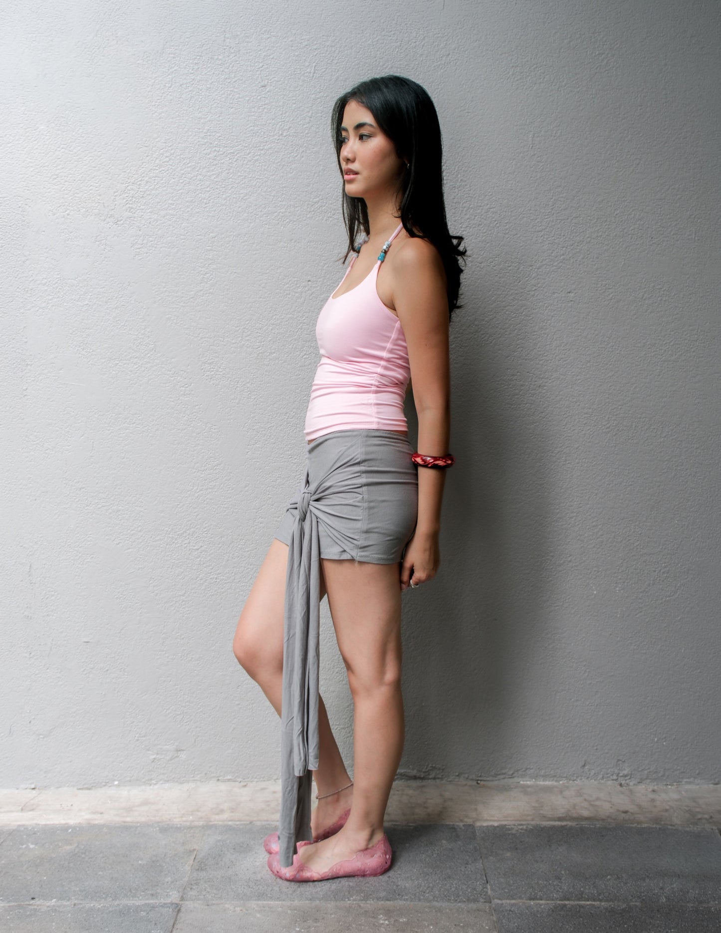 Crescent Beads Tank - Baby Pink