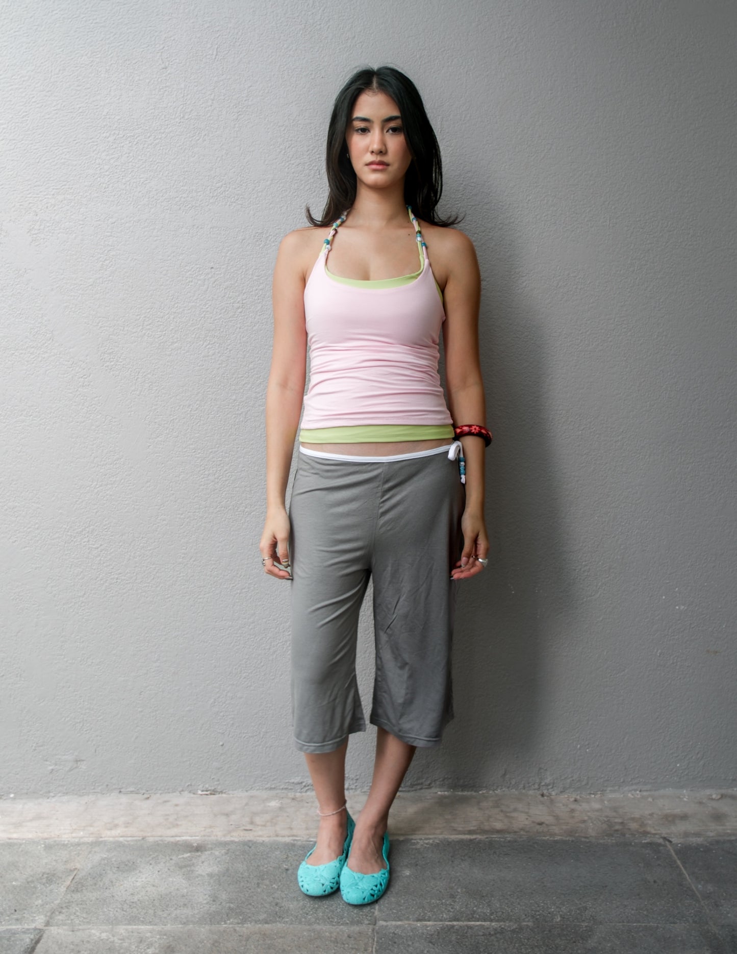 Crescent Beads Tank - Baby Pink