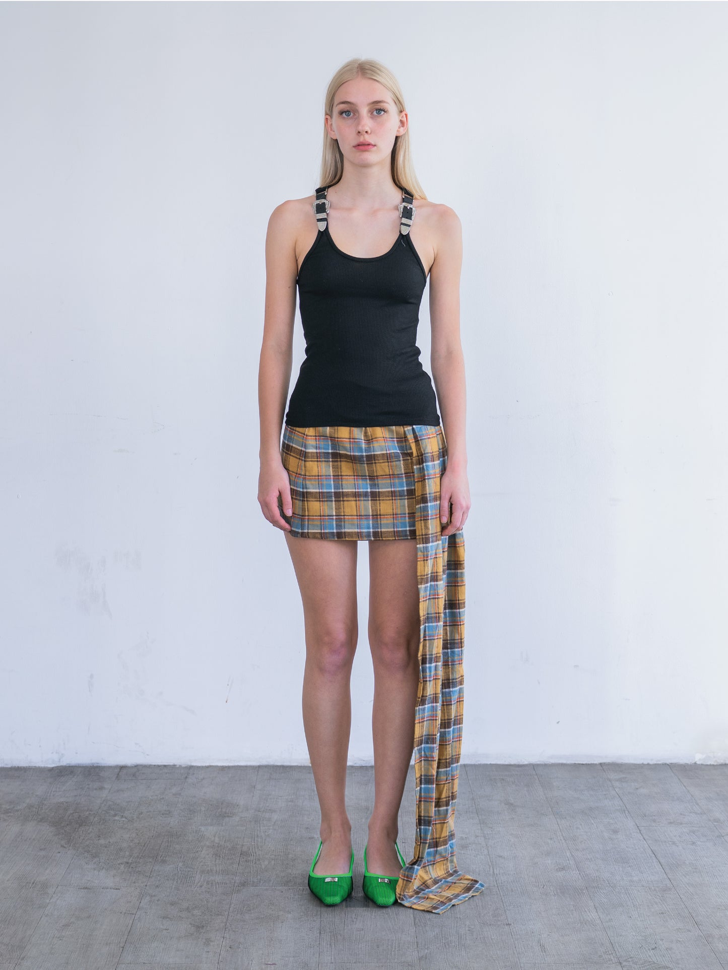 Tartan Swing Skirt - Biscuit