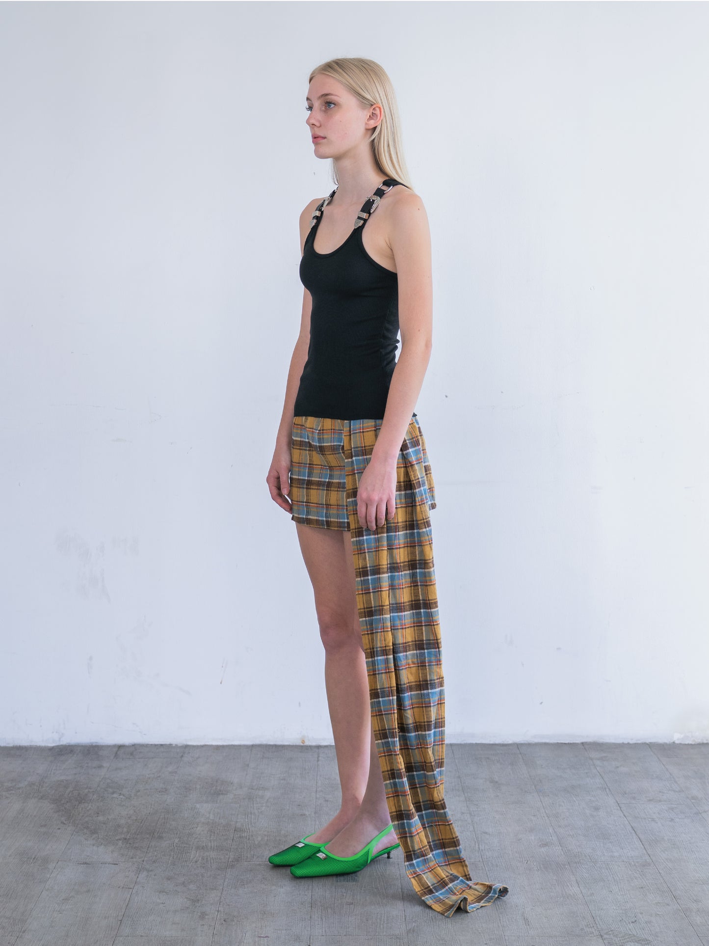 Tartan Swing Skirt - Biscuit
